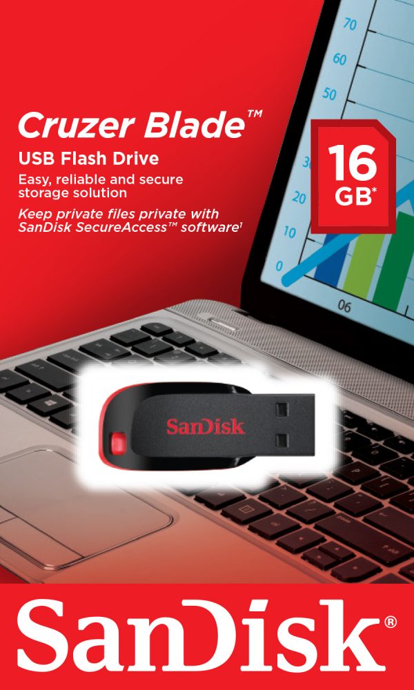 SanDisk Cruzer Blade unidad flash USB 16 GB USB tipo A 2.0 Negro, Rojo - Imagen 2