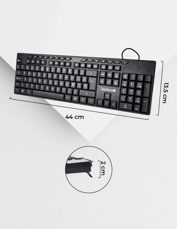 TechZone TZACCBA01 teclado Ratón incluido Oficina USB QWERTY Negro - Imagen 3