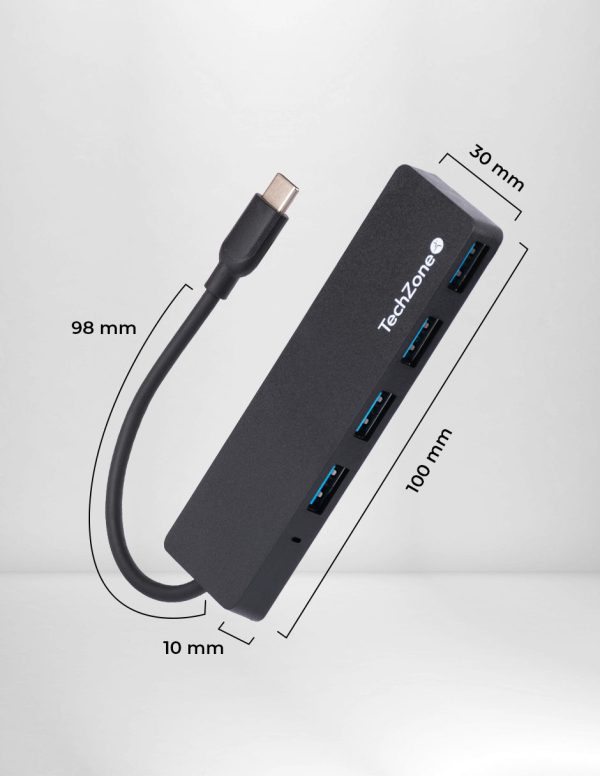TechZone Connect HUB 3.0 USB 3.2 Gen 1 (3.1 Gen 1) Type-C 500 Mbit/s Negro - Imagen 4