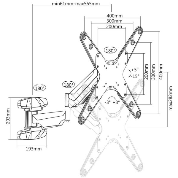 Manhattan Soporte universal de pared para TV, con pistón a gas - Imagen 4