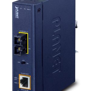 PLANET IP30 Industrial 10/100/1000BAS convertidor de medio 1000 Mbit/s Azul