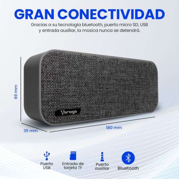 Vorago BSP-150 Altavoz portátil estéreo Gris 6 W - Imagen 4