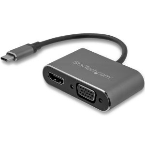 StarTech.com Adaptador USB-C a VGA y HDMI - 2en1 - 4K 30Hz - Gris Espacial - Adaptador de Video Externo USB Tipo C