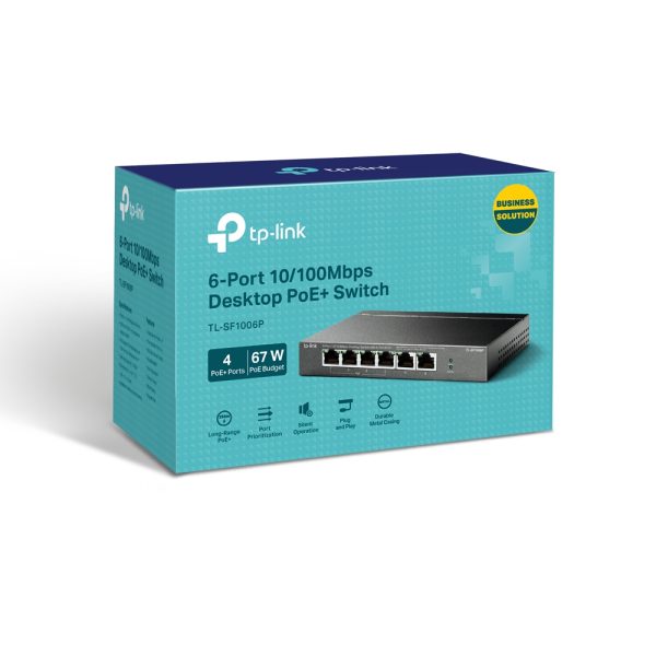 TP-Link TL-SF1006P dispositivo de redes No administrado Fast Ethernet (10/100) Energía sobre Ethernet (PoE) Negro - Imagen 3