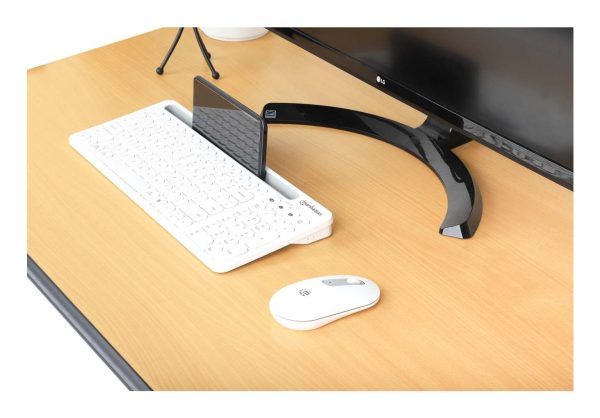 Manhattan 180580 teclado Ratón incluido Universal RF Wireless + Bluetooth QWERTY Blanco - Imagen 2