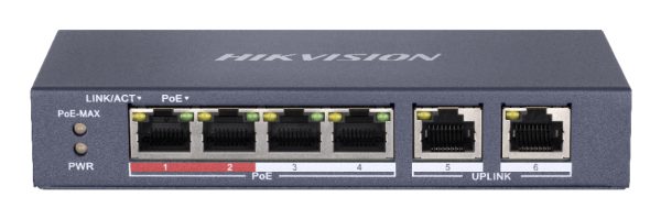 Hikvision DS-3E0106P-E/M switch No administrado Fast Ethernet (10/100) Energía sobre Ethernet (PoE) Montaje en pared/escritorio Azul - Imagen 2