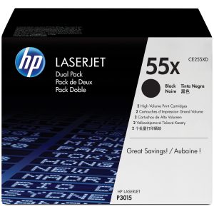HP Pack de ahorro de 2 cartuchos de tóner original LaserJet 55X de alta capacidad negro