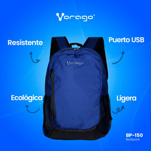 Vorago BP-150-BL maletines para portátil 39,6 cm (15.6") Mochila Azul - Imagen 3