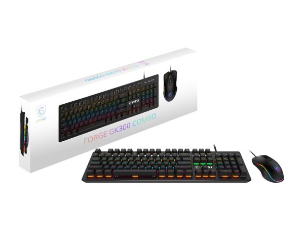 MSI FORGE GK300 COMBO BLUE US teclado Ratón incluido Juego USB QWERTY Inglés de EE.UU. Negro - Imagen 4