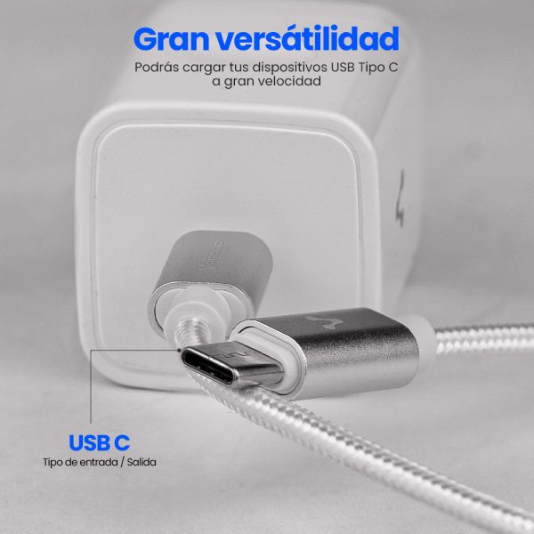 Vorago CAB-124-WH cable de transmisión Blanco 1 m USB C - Imagen 4