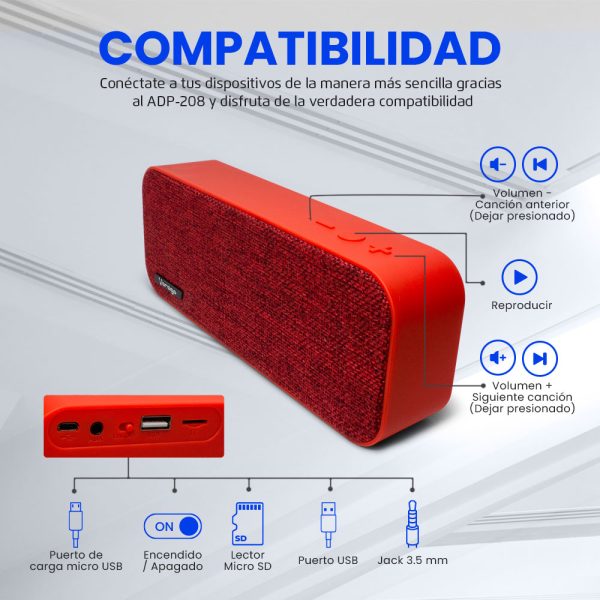 Vorago BSP-150 Altavoz portátil estéreo Rojo 6 W - Imagen 4