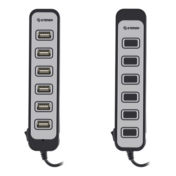 Steren USB-537 nodo concentrador USB 2.0 Negro, Gris - Imagen 2