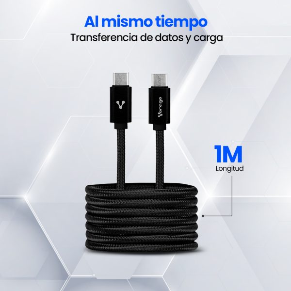 Vorago CAB-124-BK cable de transmisión Negro 1 m USB C - Imagen 2