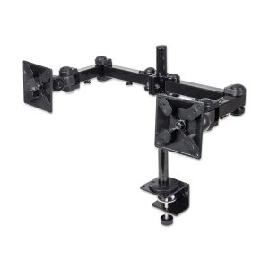 Manhattan Soporte para monitor, de escritorio, movimiento articulado, 2 pantallas planas de 13" a 24" máximo 6 kg cada uno