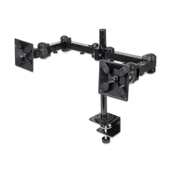Manhattan Soporte para monitor, de escritorio, movimiento articulado, 2 pantallas planas de 13" a 24" máximo 6 kg cada uno
