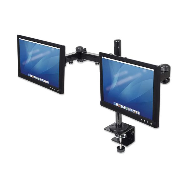Manhattan Soporte para monitor, de escritorio, movimiento articulado, 2 pantallas planas de 13" a 24" máximo 6 kg cada uno - Imagen 4