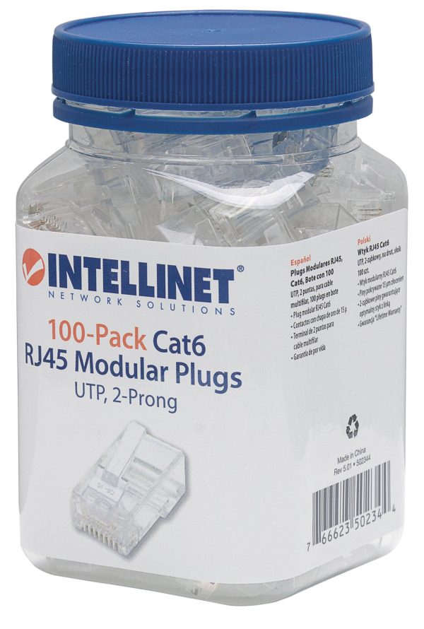 Intellinet PLUG RJ45 CAT6 MULTIFILAR UTP BOTE 100 PZAS ORO 15-MICRAS - Imagen 2