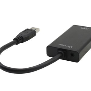 Vorago ADP-204 adaptador de cable de vídeo HDMI + 3.5mm USB tipo A Negro