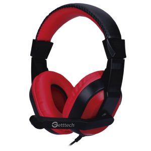 Getttech GH-2100 audífono y auriculare Audífonos Alámbrico Diadema Juego Negro, Rojo