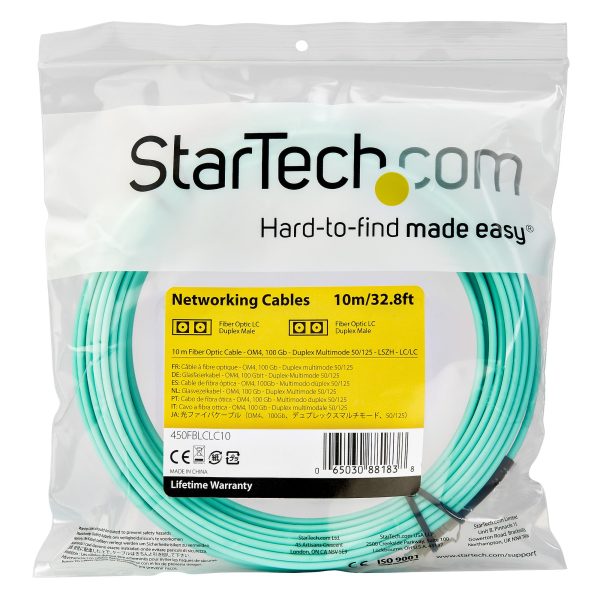 StarTech.com Cable de 10m de Fibra Óptica Multimodo LC/UPC a LC/UPC OM4 - 50/125µm - Fibra LOMMF/VCSEL - Redes de 100G - Cable LSZH - Baja Pérdida de Inserción - Low Insertion Loss - Imagen 4