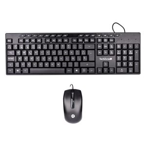 TechZone TZACCBA01 teclado Ratón incluido Oficina USB QWERTY Negro