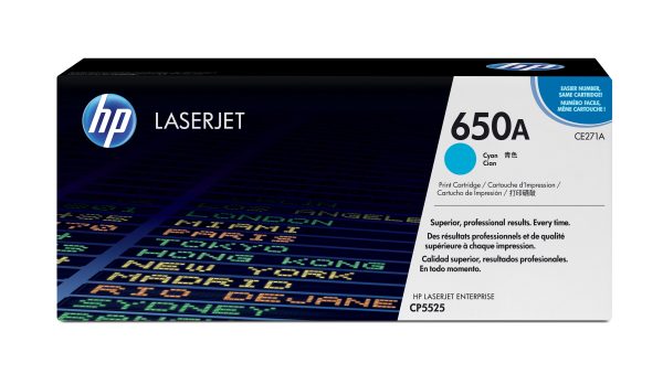 HP Cartucho original de tóner cian 650A LaserJet