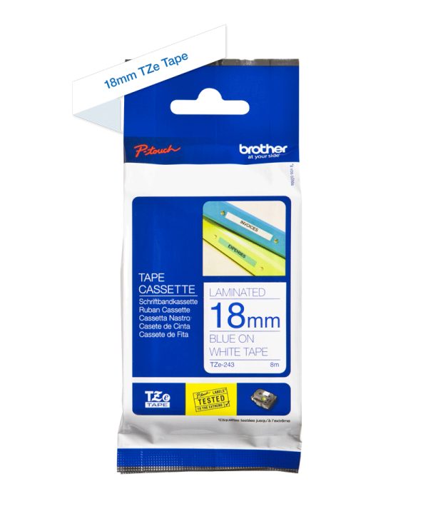 Brother TZE-243 cinta para impresora de etiquetas Azul sobre blanco - Imagen 3