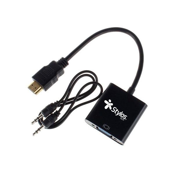 Stylos STACHV1B adaptador de cable de vídeo 0.15 m VGA (D-Sub) HDMI Tipo A (Estándar) Negro - Imagen 2