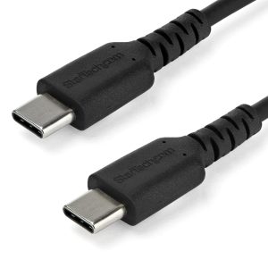 StarTech.com Cable de 1m de Carga USB C - de Carga Rápida y Sincronización USB 2.0 Tipo C a USB C para Laptops - Revestimiento TPE de Fibra de Aramida M/M 60W Negro - iPad Pro Surface