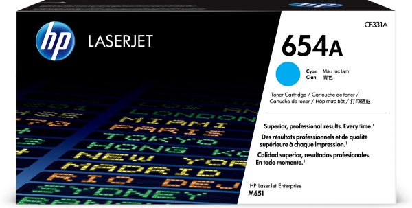 HP Cartucho de tóner original 654A LaserJet cian