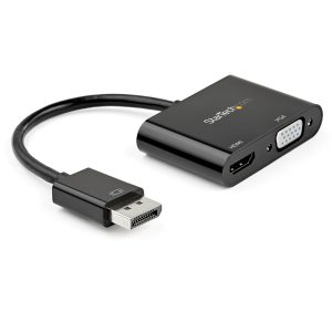 StarTech.com Adaptador DisplayPort a HDMI VGA - Dongle Convertidor DisplayPort 1.2 HBR2 a HDMI 2.0 (4K 60Hz) o VGA 1080p - Adaptador DP a Monitor HDMI o VGA - Adaptador de Vídeo Digital
