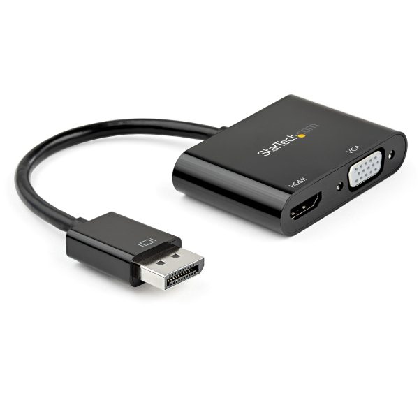 StarTech.com Adaptador DisplayPort a HDMI VGA - Dongle Convertidor DisplayPort 1.2 HBR2 a HDMI 2.0 (4K 60Hz) o VGA 1080p - Adaptador DP a Monitor HDMI o VGA - Adaptador de Vídeo Digital