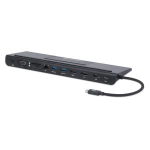 Manhattan Docking station de USB-C a 11 puertos, para tres monitores, con MST
