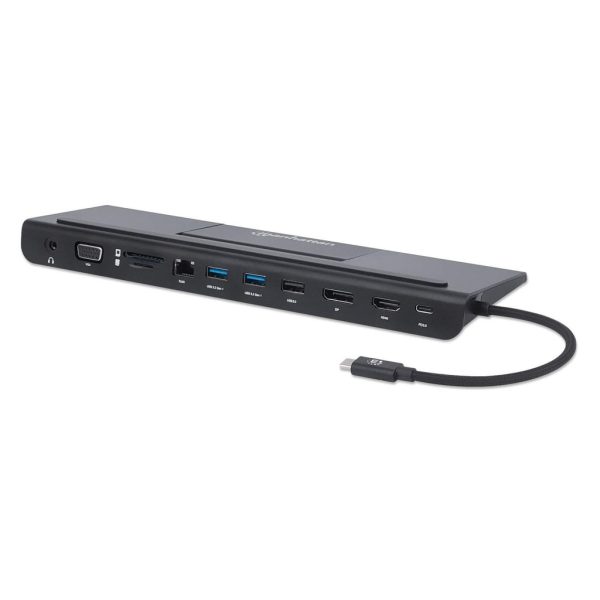 Manhattan Docking station de USB-C a 11 puertos, para tres monitores, con MST