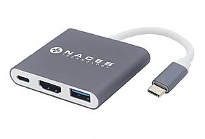 Naceb Technology NA-0111 base para laptop o replicador de puertos Alámbrico USB 3.2 Gen 1 (3.1 Gen 1) Type-C Gris, Blanco