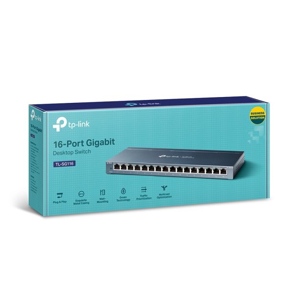 TP-Link TL-SG116 dispositivo de redes No administrado Gigabit Ethernet (10/100/1000) Negro - Imagen 4