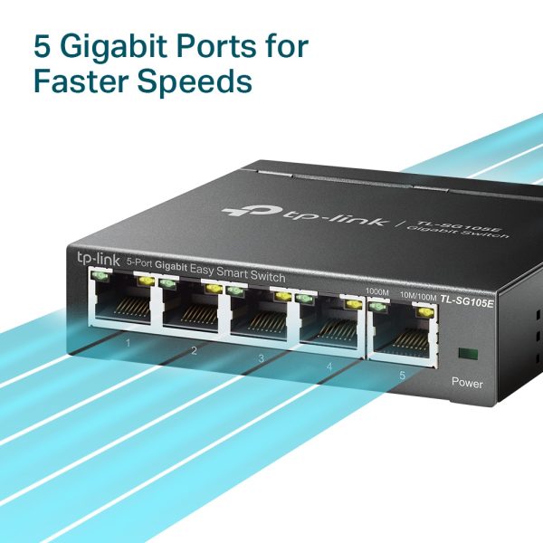 TP-Link TL-SG105E dispositivo de redes Gestionado L2 Gigabit Ethernet (10/100/1000) Negro - Imagen 4