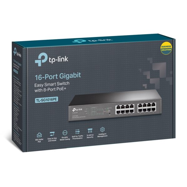 TP-Link TL-SG1016PE dispositivo de redes Gestionado L2 Gigabit Ethernet (10/100/1000) Energía sobre Ethernet (PoE) Negro - Imagen 4