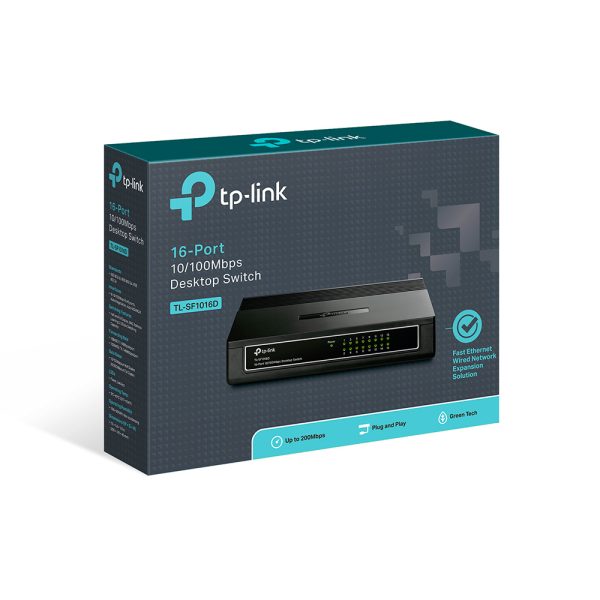 TP-Link TL-SF1016D dispositivo de redes Fast Ethernet (10/100) Negro - Imagen 4