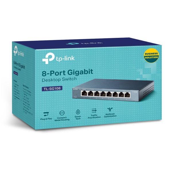 TP-Link TL-SG108 dispositivo de redes No administrado L2 Gigabit Ethernet (10/100/1000) Negro - Imagen 3