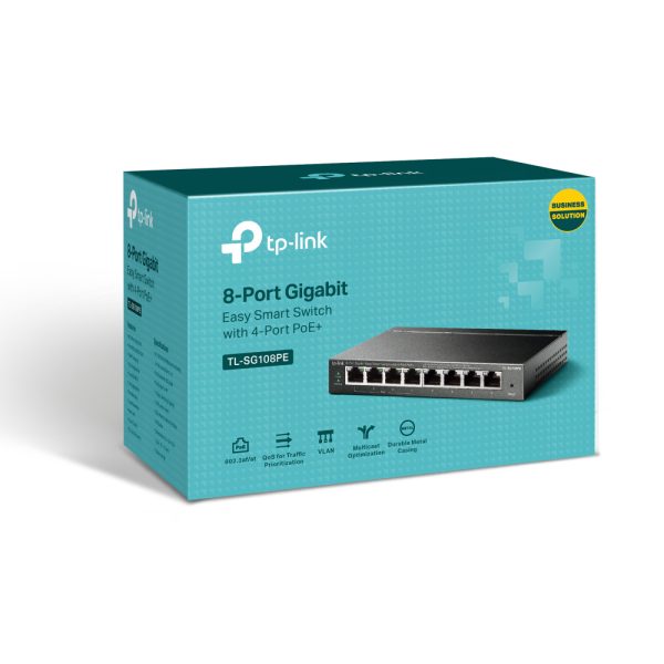TP-Link TL-SG108PE dispositivo de redes Gestionado L2 Gigabit Ethernet (10/100/1000) Energía sobre Ethernet (PoE) Negro - Imagen 3