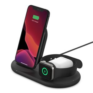 Belkin BOOST CHARGE 3-in-1 Audífonos, Smartphone, Reloj inteligente Negro USB Cargador inalámbrico Interior