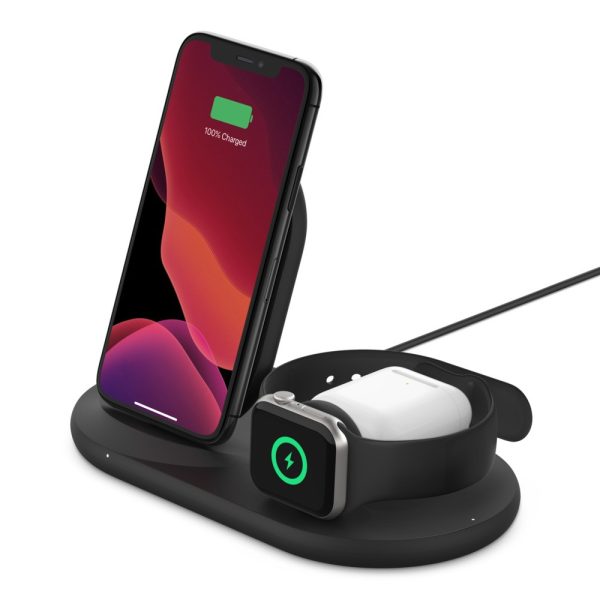 Belkin BOOST CHARGE 3-in-1 Audífonos, Smartphone, Reloj inteligente Negro USB Cargador inalámbrico Interior