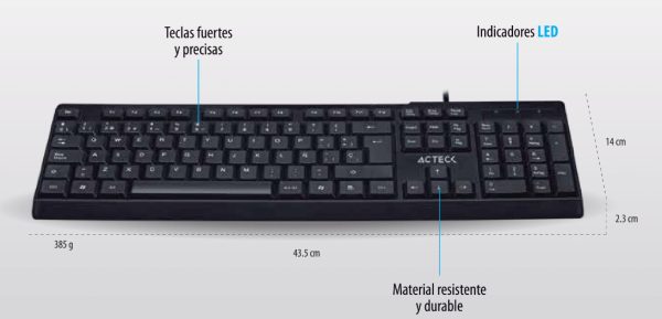 Acteck AC-928946 teclado Universal USB Negro - Imagen 2