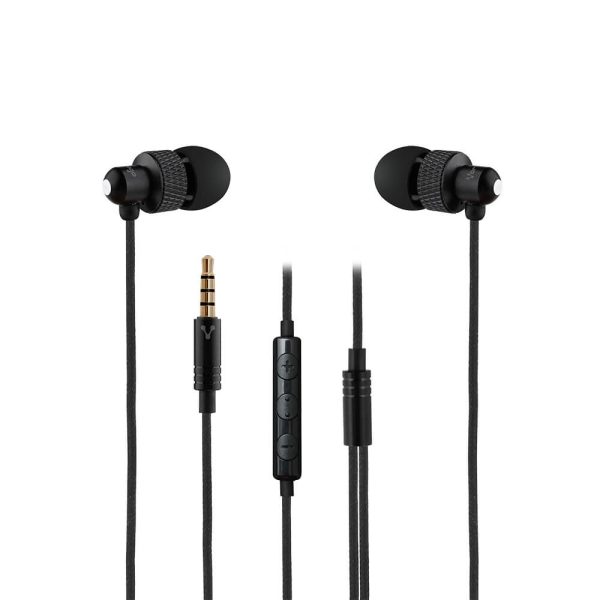Vorago Audífonos Intrauriculares con Micrófono EP-304, Alámbrico, 3.5mm, Negro Intra auditivo Música