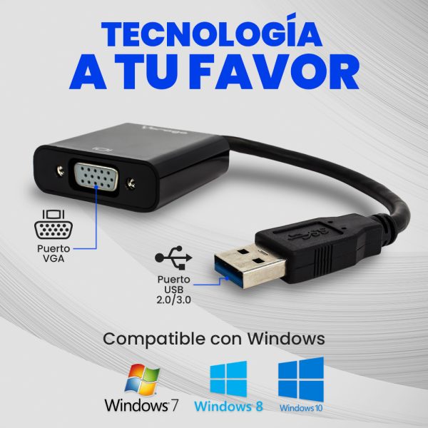 Vorago ADP-200 Adaptador gráfico USB 1920 x 1080 Pixeles Negro - Imagen 3