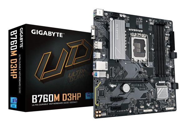 GIGABYTE B760M D3HP Placa Base - Procesadores Intel Core de 14ª Generación, VRM de 4+1+1 fases, hasta 5600 MHz DDR5, 2xPCIe 4.0 M.2, LAN GbE, USB 3.2 Gen 1