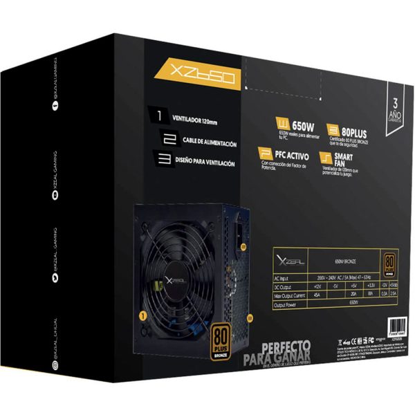 XZEAL XZ650 unidad de fuente de alimentación 650 W 20+4 pin ATX ATX Negro - Imagen 2