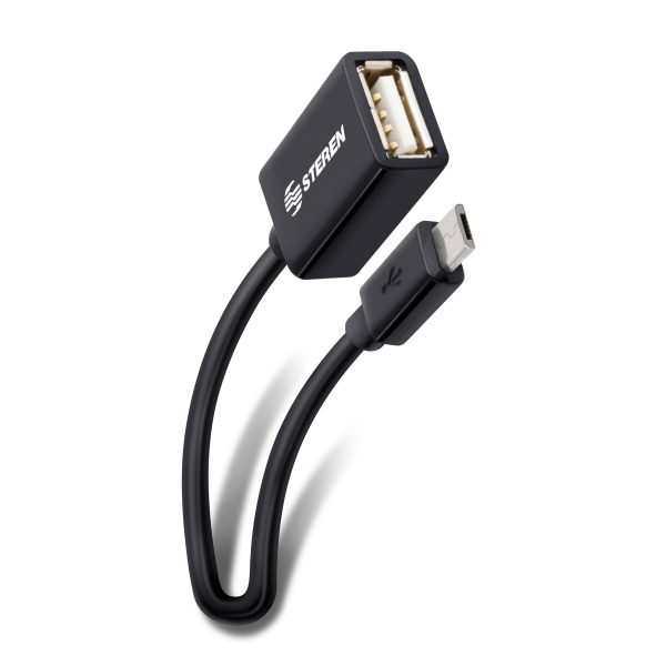 Steren USB-455 cable USB 0.1 m USB A Micro-USB B Negro