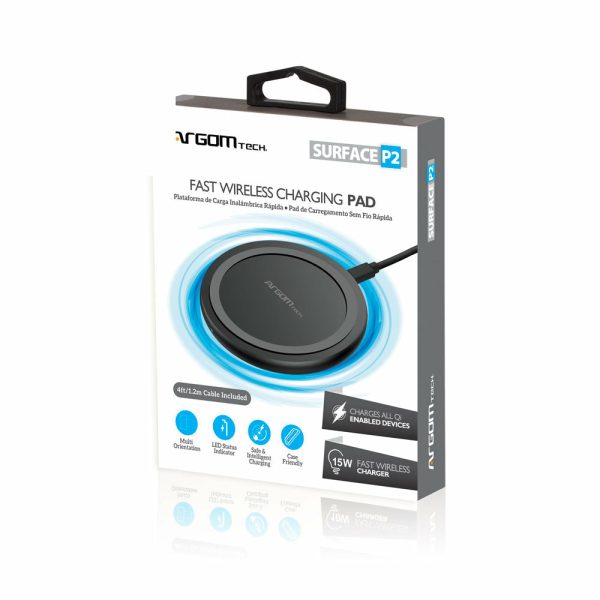 ArgomTech ARG-AC-0131BK cargador de dispositivo móvil Smartphone Negro USB Cargador inalámbrico Carga rápida Interior - Imagen 4